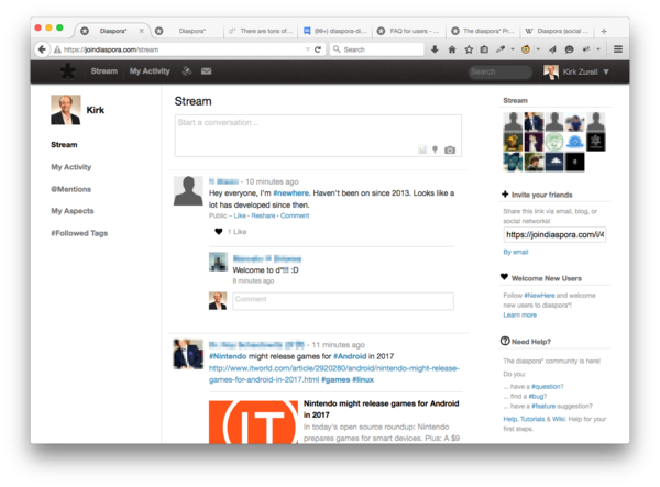 Diaspora in a desktop browser