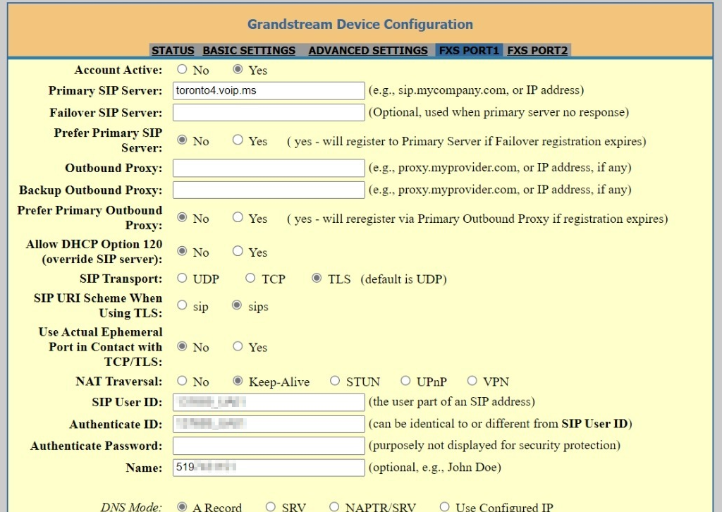 Secure SIP setting enabled.